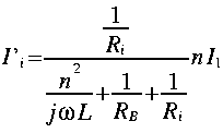 
I quote _i = frac{ frac{1}{R_i}}{frac{n^2}{j omega L} + frac{1}{R_B} +
frac{1}{R_i}}  n I_1
